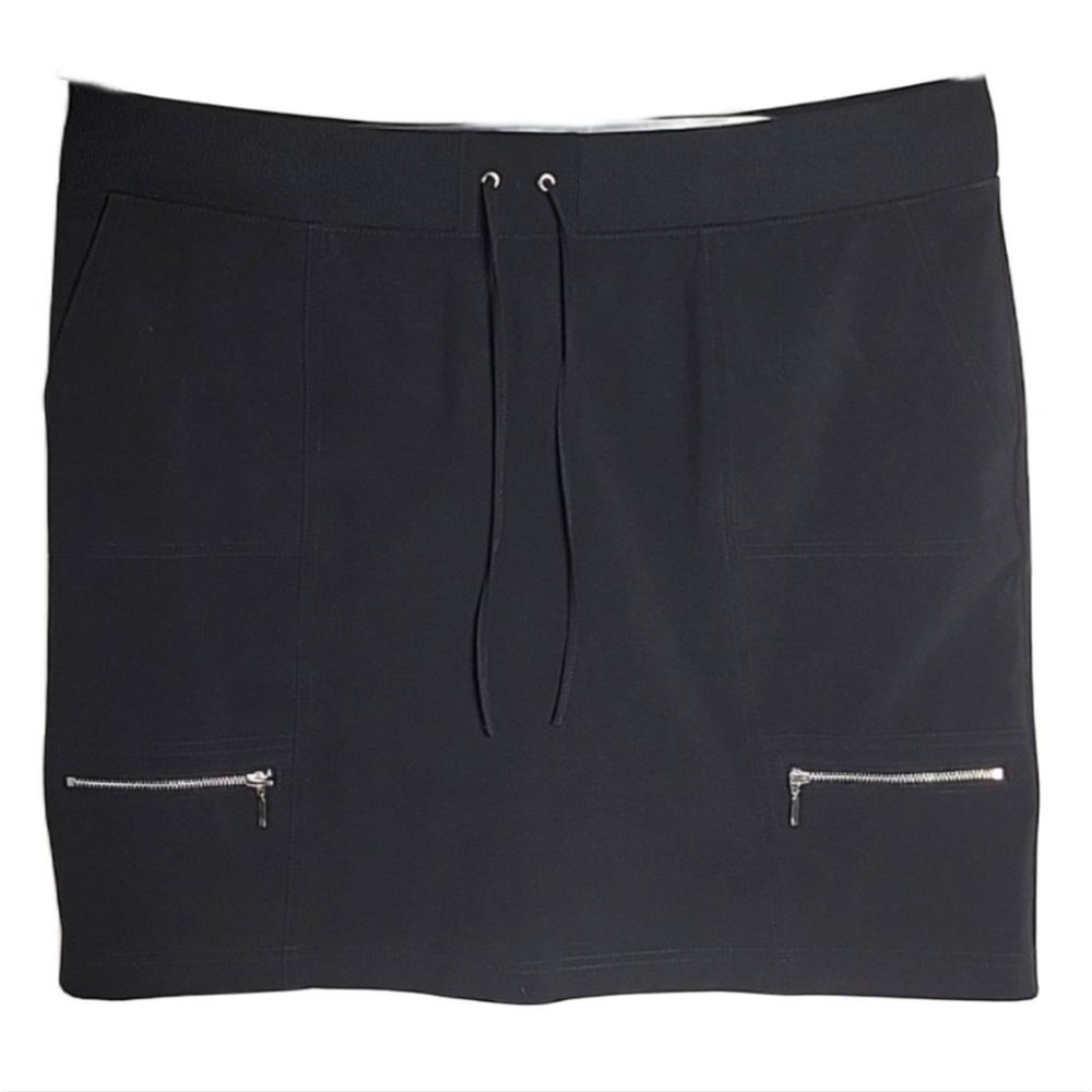 Chico's Black Drawstring Skort with Zip Pockets